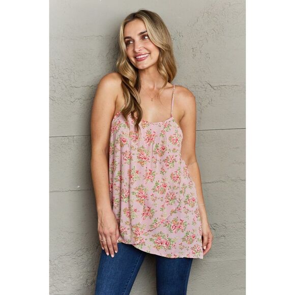 Ninexis Hang Loose Tulip Hem Cami Top In Mauve Floral - Picture 1 of 4